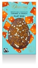 50 X DIVINE 38% MILK CHOCOLATE SALTED CARAMEL FLAT EASTER EGG 100G BB: 30/11/24.