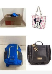 X7 ASSORTED BAGS TO INCLUDE CATWALK COLLECTION HANDBAGS - WOMEN'S LARGE TOILETRY BAG - TRAVEL HANGING WASH BAG - DISTRESSED LEATHER - MAKE-UP ORGANISER - MAISIE - BLACK, DISNEY MINNIE MOUSE DOTS-SOLE