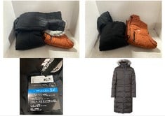 X3 ASSORTED COATS TO INCLUDE TRESPASS WOMEN'S PHYLLIS DOWN JACKET, BLACK, XS UK.