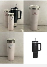 X3 ASSORTED STANLEY CUPS TO INCLUDE STANLEY QUENCHER H2.0 FLOWSTATE TUMBLER 1.2L - COLD FOR 11 HOURS - ICED FOR 48 HOURS - WATER BOTTLE WITH STRAW, HANDLE AND LID - DISHWASHER SAFE - TRAVEL MUG FOR C