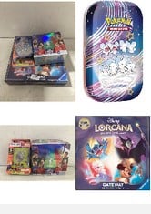 X4 ASSORTED CARD GAMES TO INCLUDE RAVENSBURGER DISNEY LORCANA GATEWAY - TRADING CARD GAME FOR ADULTS AND KIDS AGE 8 YEARS UP - COLLECTABLE TCG, POKÉMON TCG: SCARLET & VIOLET—PALDEAN FATES MINI TIN –