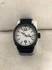 MENS FRANK SCHMIDT WATCH – LARGE BLACK CASE – WHITE PILOT DIAL – BLUE FABRIC STRAP – 3ATM WATER RESISTANT – GIFT BOX INCLUDED – EST £290