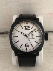 MENS FRANK SCHMIDT WATCH – LARGE BLACK CASE – WHITE PILOT DIAL – BLUE FABRIC STRAP – 3ATM WATER RESISTANT – GIFT BOX INCLUDED – EST £290