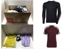 21X ASSORTED BRANDED CLOTHING TO INCLUDE ADIDAS MEN'S SQUADRA 21 JERSEY, TEAM MAROON/WHITE, M, HELLY HANSEN MEN'S HH LIFA STRIPE CREW LONG SLEEVE T SHIRT, NAVY/MARINE, S UK.