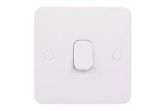 57 X SCHNEIDER ELECTRIC - LISSE WHITE MOULDED (LWM) RAISED ROUNDED PROFILE - WIRING DEVICES DURABLE ANTI-MICROBIAL UREA CONSTRUCTION - 1 GANG 2 WAY RETRACTIVE SWITCH, 10A - WHITE - GGBL1012RS.