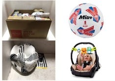 11X ASSORTED KIDS TOYS TO INCLUDE BRIGHT STARTS TAKE ALONG TOY BAR FOR BABY CAR SEATS/CARRIERS, MITRE TRAINING FA CUP FOOTBALL | HIGH PERFORMANCE TRAINING BALL | EXTRA DURABLE DESIGN, BALL, WHITE/BLU