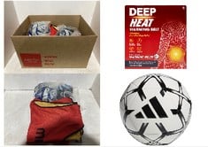 X27 ASSORTED ITEMS TO INCLUDE ADIDAS STARLANCER CLUB BALL, 720, DEEP HEAT - WARMING BELT, LONG LASTING PAIN RELIEF HEAT THERAPY (PACK OF 2 BELTS).