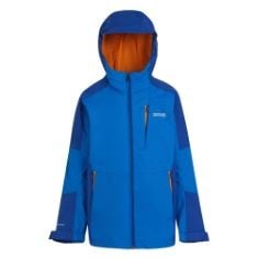 REGATTA GIRLS CALDERDALE III FULL ZIP WATERPROOF COAT (IN PURPLE).