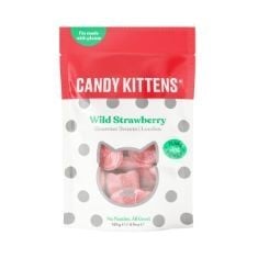 CANDY KITTENS VEGAN SWEETS WILD STRAWBERRY (140G BAG), VEGAN FIZZY SWEETS - NATURALLY FLAVOURED WITH FRUIT JUICE, PERFECT VEGAN GIFTS FOR GOURMET SWEET LOVERS, FRUITY & DELICIOUS VEGETARIAN SWEETS BB