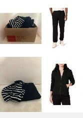 X23 ASSORTED CLOTHING TO INCLUDE ESSENTIALS WOMEN'S SHERPA-LINED FLEECE FULL-ZIP HOODED JACKET (AVAILABLE IN PLUS SIZES), BLACK, L, ESSENTIALS MEN'S CLOSED BOTTOM FLEECE JOGGERS (AVAILABLE IN BIG & T