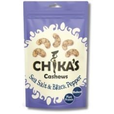 10 X CHIKA’S SEA SALT & BLACK PEPPER CASHEWS, BOLD FLAVOUR, CRUNCHY & SAVOURY SNACK, BLACK PEPPER CASHEWS HIGH PROTEIN, GLUTEN-FREE & VEGAN, HEALTHY & NUTRITIOUS SNACK, 3 SIZES (12 X 100G) BB:07/11/2