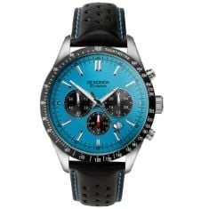 1 X SEKONDA VELOCITY MEN’S 45MM QUARTZ WATCH IN BLUE WITH ANALOGUE DISPLAY, AND BLACK LEATHER STRAP 30019.