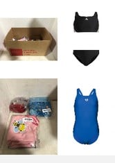 14X ASSORTED KIDS SWIMWEAR TO INCLUDE ARENA FEEL GIRLS' DYNAMO R SWIMSUIT, 13 YEARS, BLUE, ADIDAS GIRL'S 3-STRIPES BIKINI, BLACK/WHITE, 13-14 YEARS.