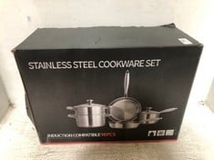 STAINLESS STEEL COOKWARE SET INDUCTION COMPATIBLE 16PCS