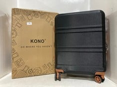 KONO TRAVEL CASE BLACK/BROWN HARDSHELL 20 INCH SPINNER