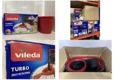 4 X ASSORTED VILEDA CLEANING ITEMS TO INCLUDE TURBO 2-IN-1 MICROFIBRE SET