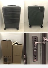 SAMSONITE TRAVEL CASE OLIVE GREEN HARDSHELL SMALL SPINNER TO INCLUDE BRITISH TRAVELLER TRAVEL CASE BLACK HARDSHELL SMALL SPINNER