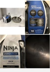 NINJA ZEROSTICK 20CM SAUCEPAN BLACK TO INCLUDE TRAMONTINA STAINLESS STEEL 26CM FRY PAN