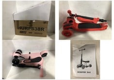 HURTLE HURFS38R 3-WHEEL SCOOTER RED/BLACK TO INCLUDE ARKMIIDO KICK SCOOTER PINK