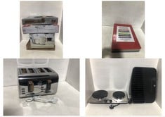 4 X ASSORTED HOUSEHOLD ITEMS TO INCLUDE DAEWOO DOUBLE HOT PLATE