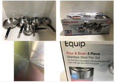 MORPHY RICHARDS EQUIP POUR & DRAIN 5 PIECE STAINLESS STEEL PAN SET