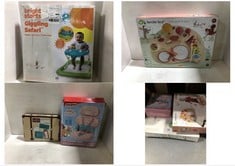 4 X ASSORTED BABY/TODDLER TOYS TO INCLUDE BRIGHT STARTS GIGGLING SAFARI WALKER