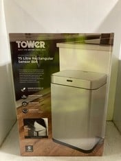 TOWER STAINLESS STEEL 75 LITRE RECTANGULAR SENSOR BIN RRP- £99.99