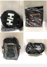 3 X ASSORTED BAGS TO INCLUDE HELLY HANSEN 90L HOLDALL BLACK