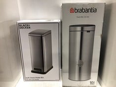 BRABANTIA TOUCH BIN 30 LITRE FINGERPRINT PROOF MATT STEEL TO INCLUDE BENROSS 20L SLIMLINE SOFT CLOSE BIN