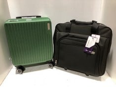 LUGG TRAVEL CASE GREEN HARDSHELL SMALL SPINNER TO INCLUDE TARGUS ROLLING CASE BLACK FABRIC 39.6CM