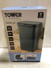 TOWER 50 LITRE SENSOR BIN TO INCLUDE CURVER DECO BIN - 40L