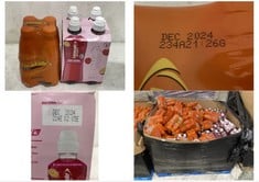 PALLET OF ASSORTED LIQUIDS TO INCLUDE LUCOZADE ENERGY ORANGE FLAVOUR 4 X 380ML - BBE: 12/2024 (ZONE 2) (COLLECTION ONLY)