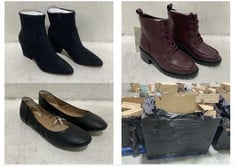 PALLET OF ASSORTED SHOES TO INCLUDE ESSENTIALS WOMENS TIGHT SHAFT HEEL BOOT IN BLACK SUEDE SIZE 7 (ZONE 2)