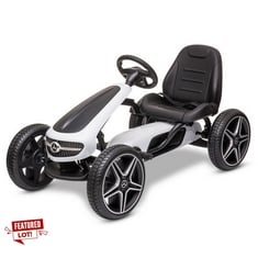 MERCEDES-BENZ LICENSED ONE SEATER CHILDRENS GO KART IN WHITE - ITEM NO. XMX610 - AGE RANGE 3-8YRS - RRP £170 (ZONE 1) (COLLECTION ONLY)