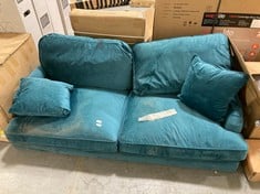 PAYTON 3 SEATER SOFA IN VELVET TEAL - ITEM NO. SOF059 - RRP £580 (ZONE 3)