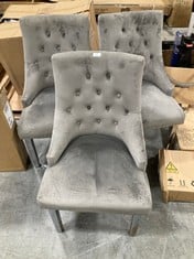 3 X WARWICK VELVET DINING CHAIR IN LIGHT GREY - TOTAL LOT RRP £344 (ZONE 3)