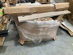 PALLET OF ASSORTED ITEMS TO INCLUDE LIGHT WOOD LARGE DESK TOP (ZONE 5)