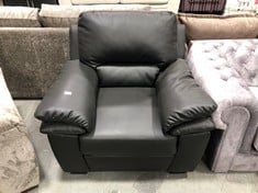 BLACK LEATHER ARMCHAIR WITH HIGH BACK