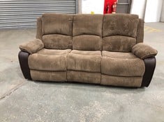 MANUAL 3 SEATER FABRIC RECLINER SOFA IN BROWN - MODEL NO. RC2-2037-035-060-BRN - RRP £700