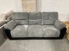 SIENNA 3 SEATER MANUAL RECLINER SOFA IN GREY / BLACK - RRP £849