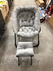 FOLDING ROUND CAMPING CHAIR IN GREY VELVET (ZONE 7)