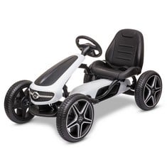 MERCEDES-BENZ LICENSED ONE SEATER CHILDRENS GO KART IN WHITE - ITEM NO. XMX610 - AGE RANGE 3-8YRS - RRP £170 (ZONE 1) (COLLECTION ONLY)