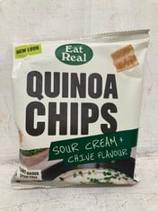 PALLET OF EAT REAL QUINOA CHIPS SOUR CREAM AND CHIVE FLAVOUR 18 X 40G - BBE: 12/2024 (ZONE 7)