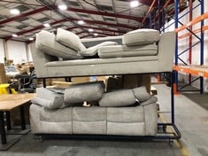 SILVER 3 SEATER FABRIC SOFA (PART) TO INCLUDE LIGHT GREY FABRIC 3 SEATER MANUAL RECLINER SOFA (PART) (ZONE 8)