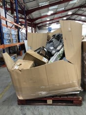 PALLET OF ASSORTED ITEMS TO INCLUDE TOWER CAVALETTO PEDESTAL FAN TO INCLUDE RUSSELL HOBBS BLACK COMPACT MICROWAVE OVEN (ZONE 8)