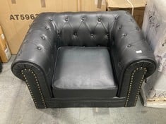 HIGH BACK ARMCHAIR IN BLACK LEATHER (ZONE 1)