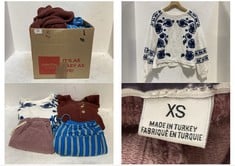 20 X ASSORTED XS ADULT CLOTHING ITEMS TO INCLUDE BUTTON PULLOVER KNIT SWEATER MAHOGANY - SIZE XS (RRP £118)