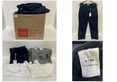 15 X ASSORTED SMALL ADULT CLOTHING ITEMS TO INCLUDE SKINNY FIT HIGH RISE CARGO TROUSERS NAVY - SIZE 10 (RRP £138)