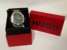 HUGO GENTS GRIP LIGHT GOLD IP BRACELET WATCH GOLD - RRP £219