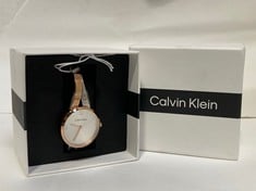 CALVIN KLEIN JAPAN MOVEMENT CHINA BANGLE TWO-TONE STAINLESS ROSE GOLD STEEL - RRP £169